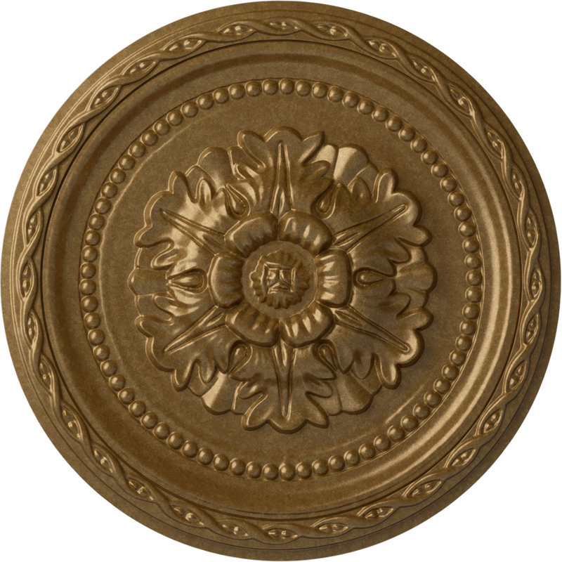 Médaillon de plafond Endurathane Palmetto, DE 11 3/8 po x P 3 5/8 po x P 7/8 po (convient aux auvents jusqu'à 4 1/2 po), finition platine peinte à la main