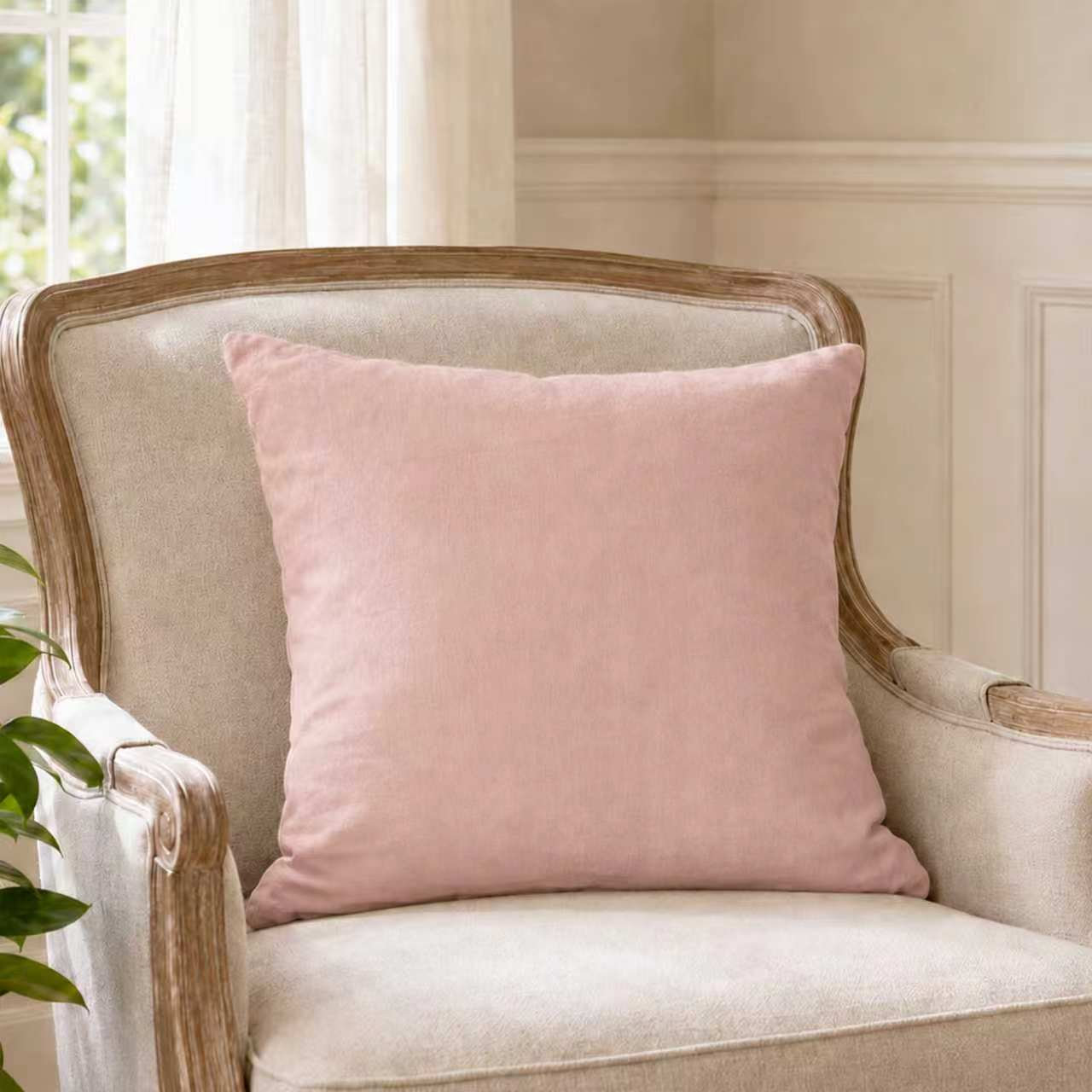 Clara 100% French Linen Accent Pillow, Misty Rose