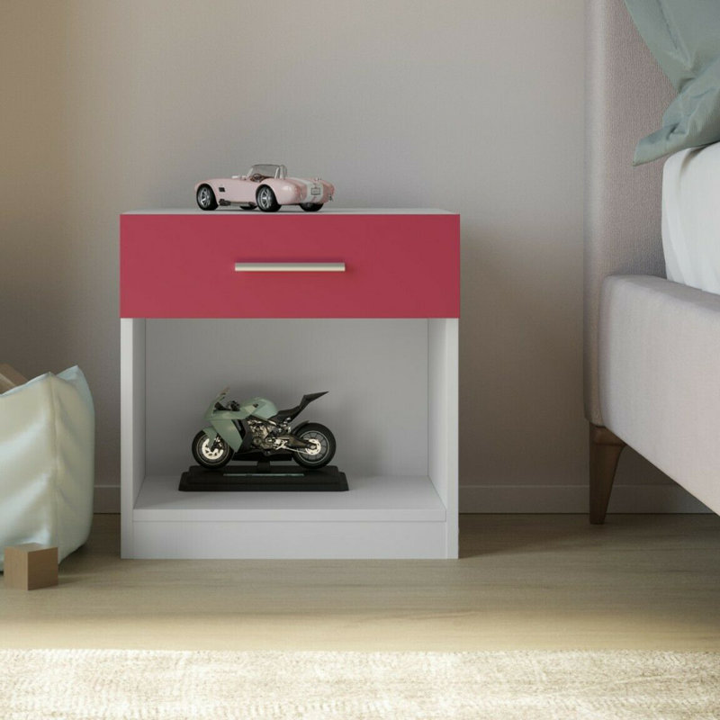 Dwight 45cm W Particle Board / Chipboard Bedside Table, Pink