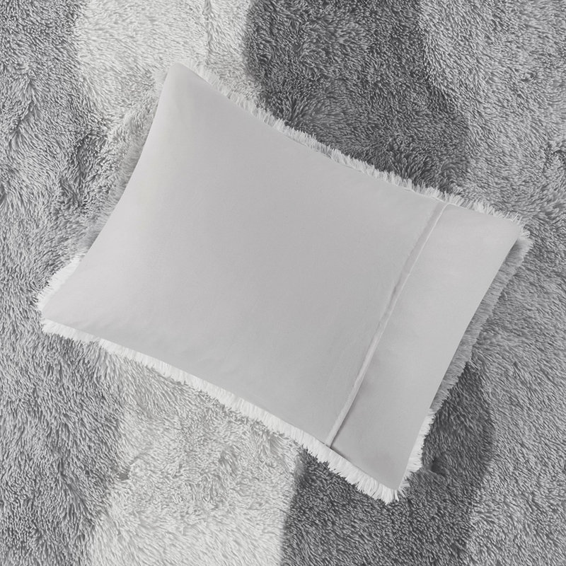 Édredon simple / simple TG - édredon ombragé en fausse fourrure à motif de vagues en microfibre lavable à la machine pour un look avec dossier gris doux
