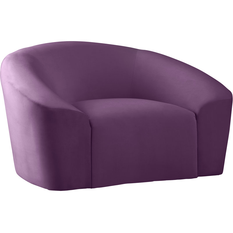 Fauteuil demi-tonneau en velours Alaw, Velours mauve