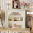 Beige Solid + Manufactured Wood Freestanding Fireplace