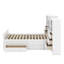 Lit plateforme simple en bois avec armoire verticale tout-en-un et 4 tiroirs de chaque côté-315891292
