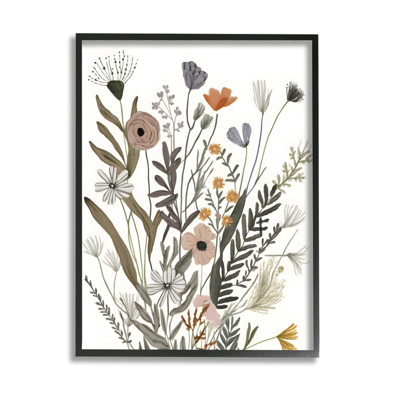Bb-290-Feuilles de plantes modernes encadrées, H 30 po x l 24 po x P 1,5 po, Giclée encadrée noir minuit