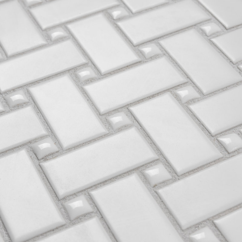 Metro 1.32" x 2" Porcelain Basketweave Mosaic Wall & Floor Tile, White