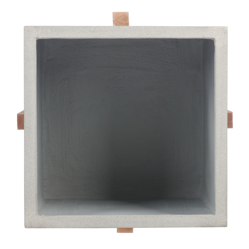 Rankin Concrete Elevated Planter, 14.3" H x 14.3" W x 17.5" D, Natural/Light Grey