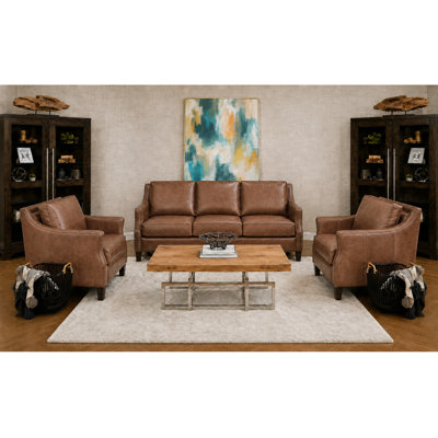 Abimbola Sustex Top Grain Leather 3-Piece Living Room Set