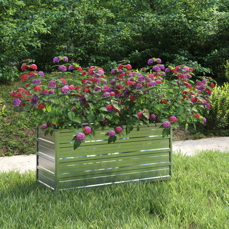 Raised Garden Bed Raised Flower Bed Galvanized Steel Planter, Silver