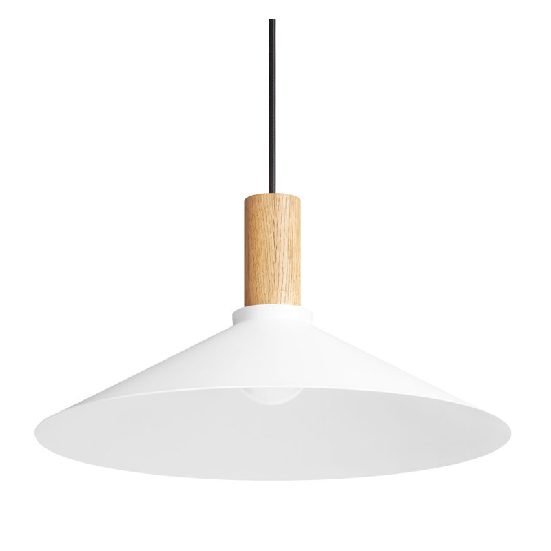 Luminaire suspendu Emblem, H 9 po x l 18 po x P 18 po, Blanc, Chêne blanc