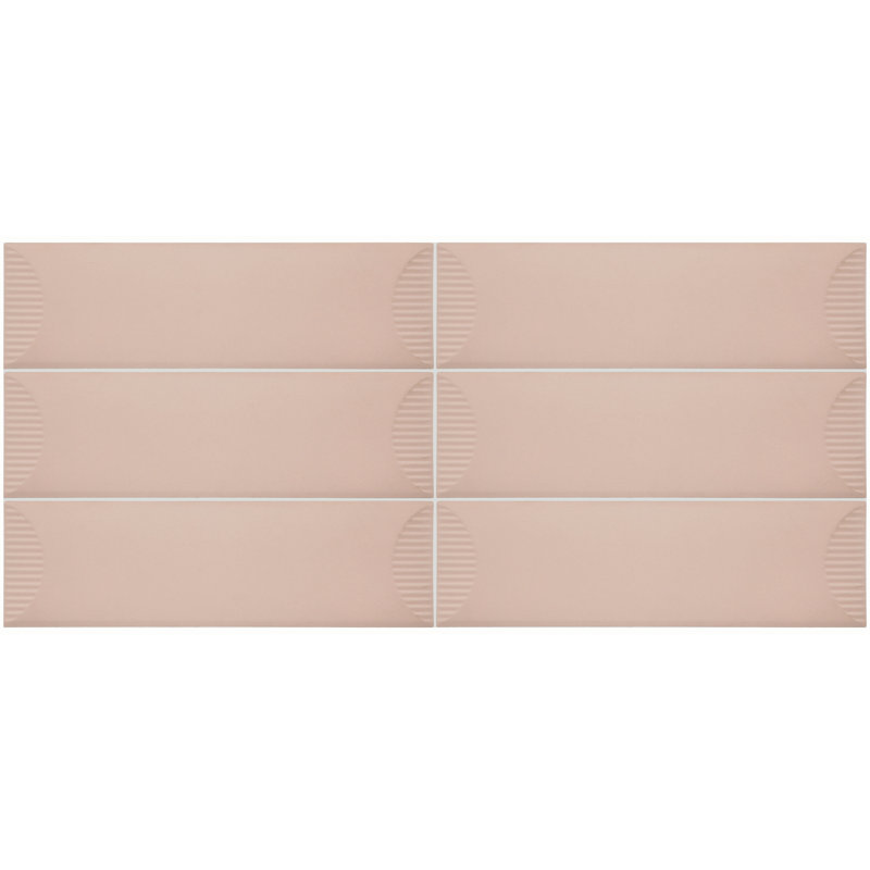 Daltile Stencil 4" x 12" Glazed Porcelain Half Moon Wall Tile (20 PC Per Carton) (5.81 SQFT Per Carton), Blush