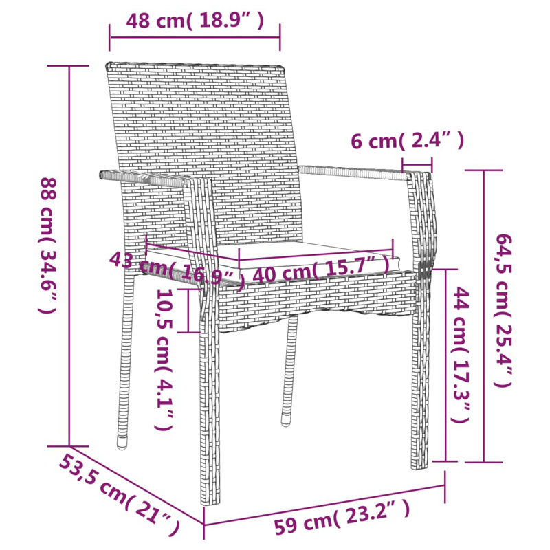 Chaise de patio en métal avec coussins, gris, gris