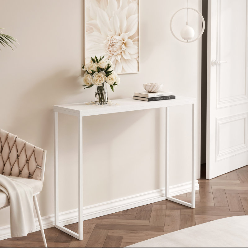 Stainless Steel Top Console Table, 90cm H x 100cm W x 30cm D, White, White