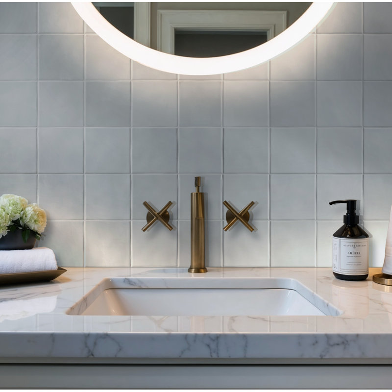 Renzo Glossy Ceramic Wall Tile, Sky