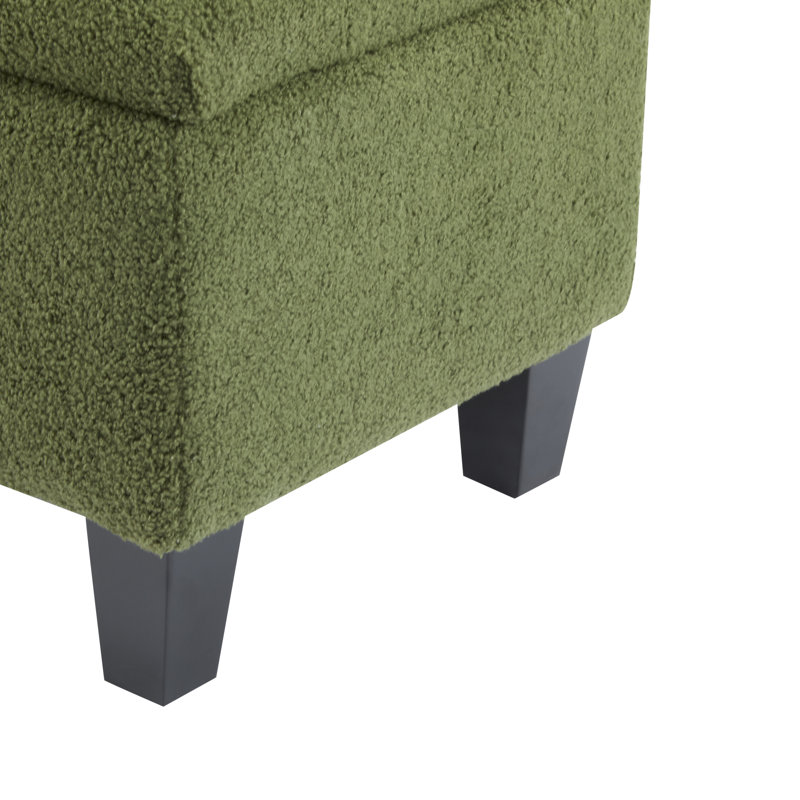 Spacieux banc de rangement avec repose-pieds Boucle vert pour les espaces de vie