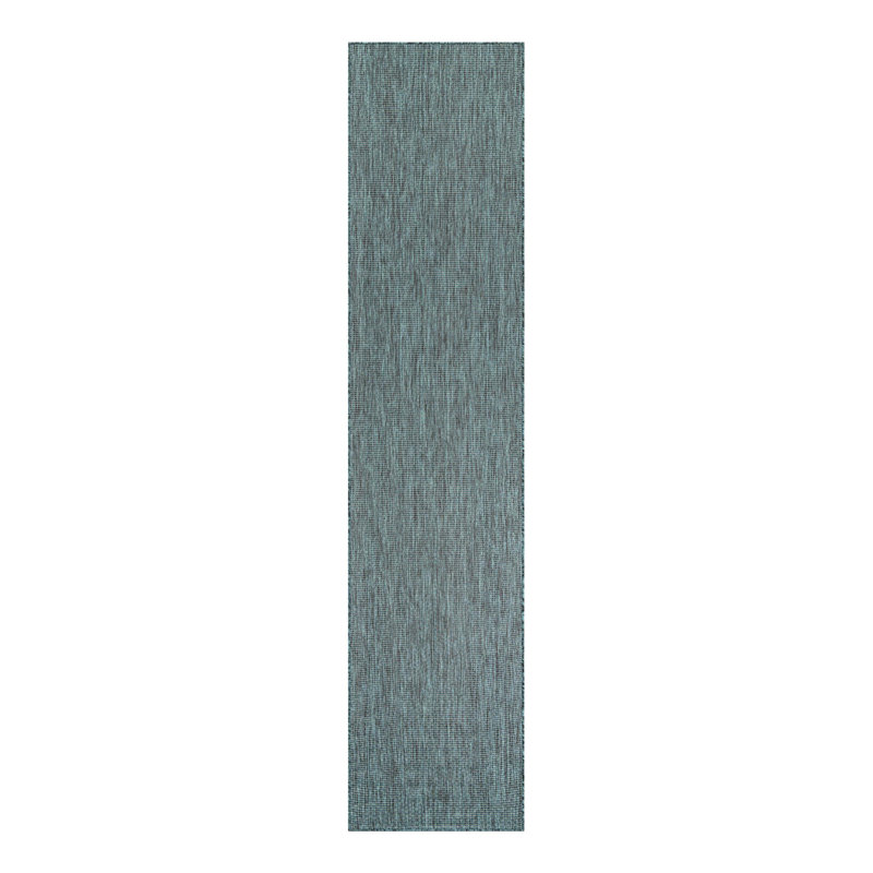 Tapis bleu sarcelle intérieur / extérieur Sevim, Tapis de couloir 2 pi 7 po x 12 pi