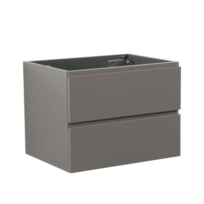 Modern Grey Wall Mount Bathroom Vanity With Two Silent Soft-Closing Drawers, Pre-Assembled For Easy Installation, Grey