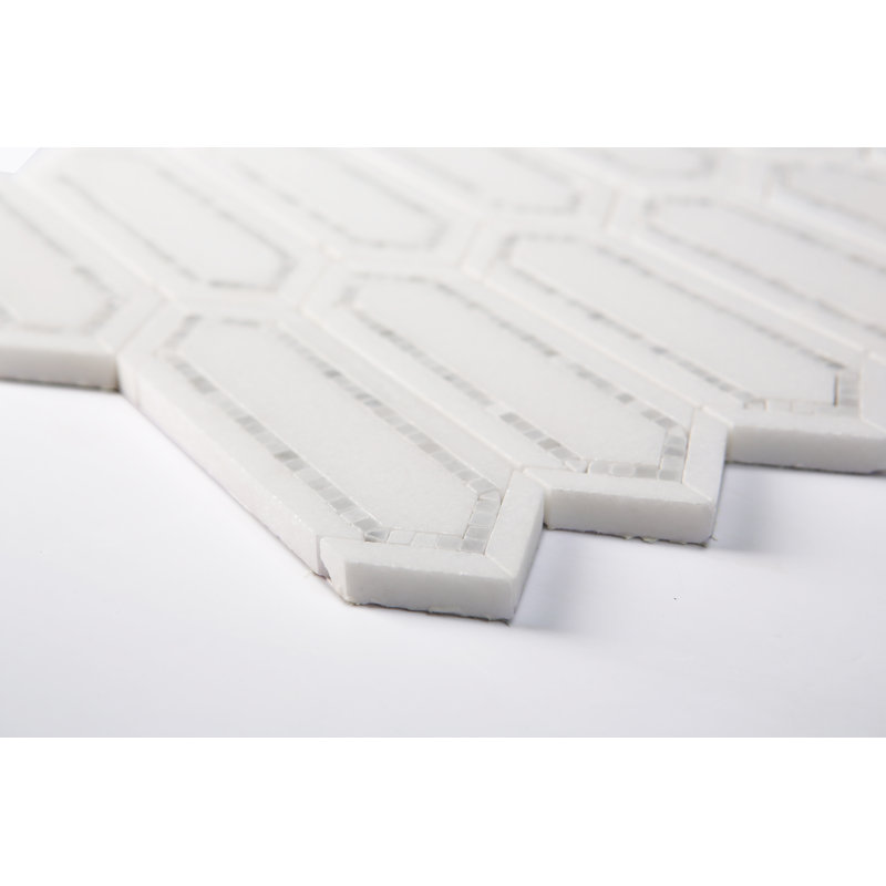 2" x 6.5" Marble Picket Mosaic Wall & Floor Tile, Thassos White / White Carrara