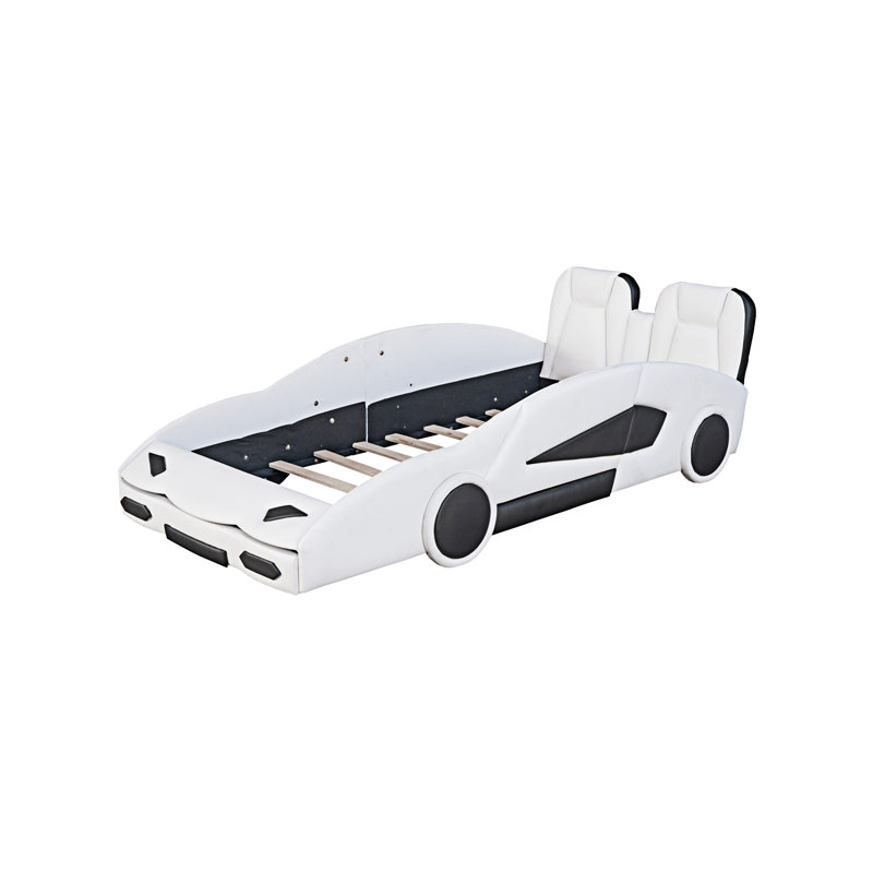 Lit plateforme avec roulettes Race, Blanc
