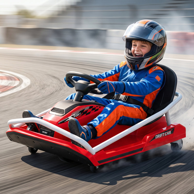 AIYAPLAY 24V Electric Go Kart for Kids with Drift Mode, Soft Start, Red