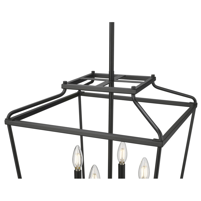 Luminaire suspendu 4 lumières Nellita, H 21 po x l 16 po x P 16 po, Noir mat