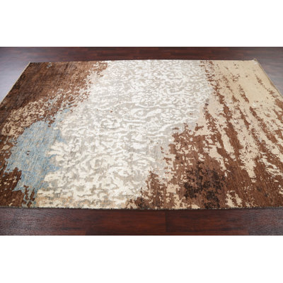 Vegetable Dye Wool/ Silk Abstract Oriental Rug 6x10