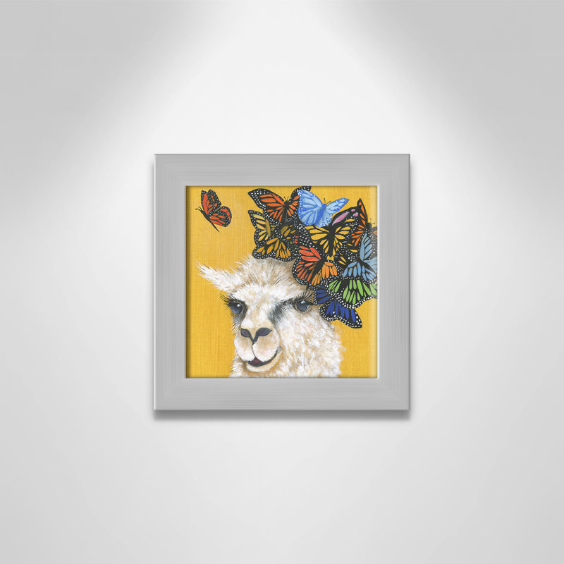 Art sur toile llama, H 10 po x l 10 po x P 0,625 po, Cadre argenté
