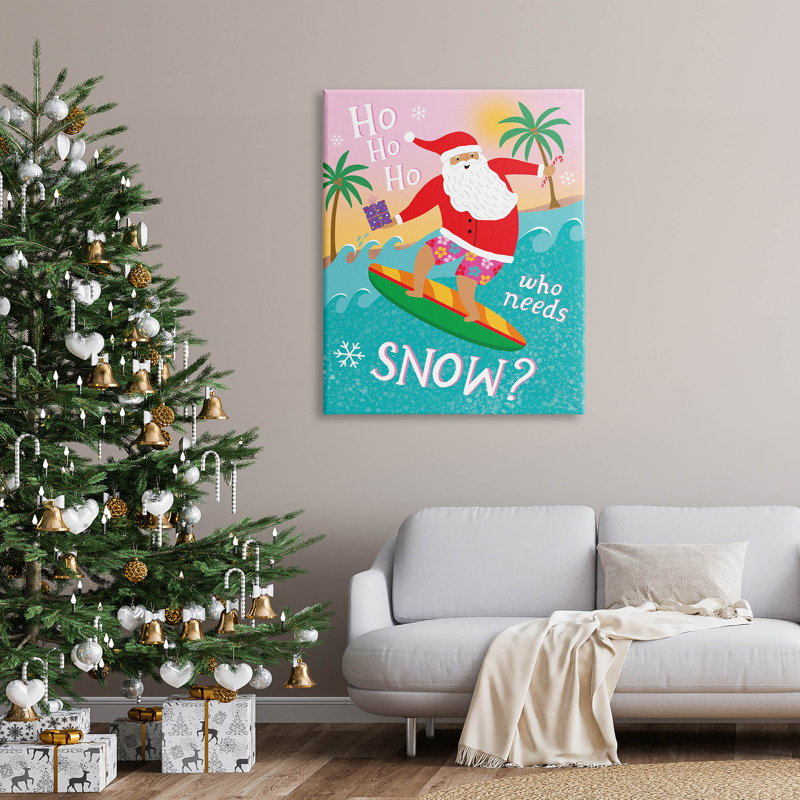 «Who Needs Snow Surfing Santa» par Nina Seven, H 48 po x l 36 po x P 1,5 po