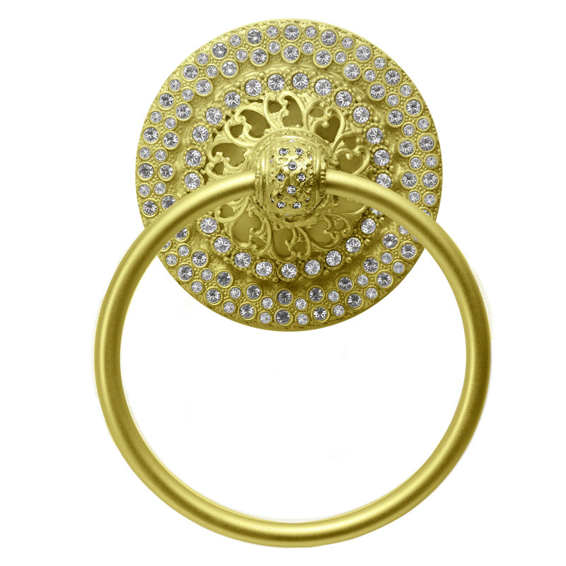 Juliane Grace II full swing towel smooth ring with Swarovski Clear & Aurore Boreale Crystals in Gilded Mercury, Gold
