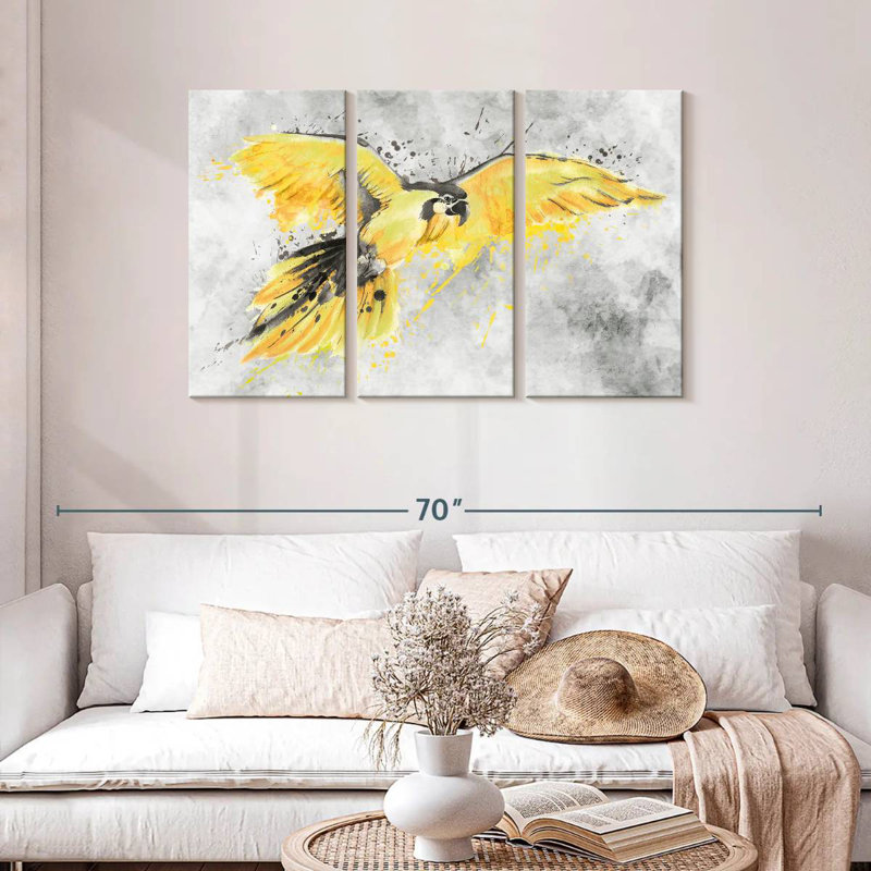 Brampt Yellow Macaw, 28" H x 45" W