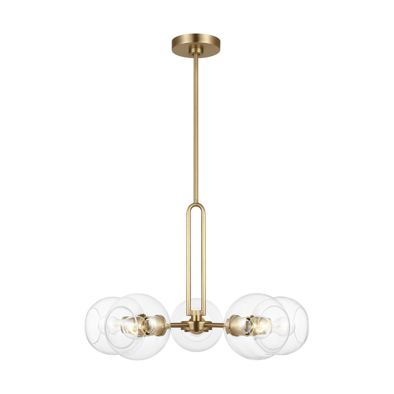 Talia 5-Light Chandelier, Satin Brass, 20.38" H x 34" W x 34" D