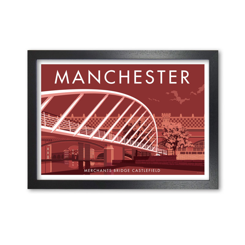 Manchester Merchants Bridge by Stephen Millership - Print, Black, 29.7 cm H x 42 cm W x 5 cm D