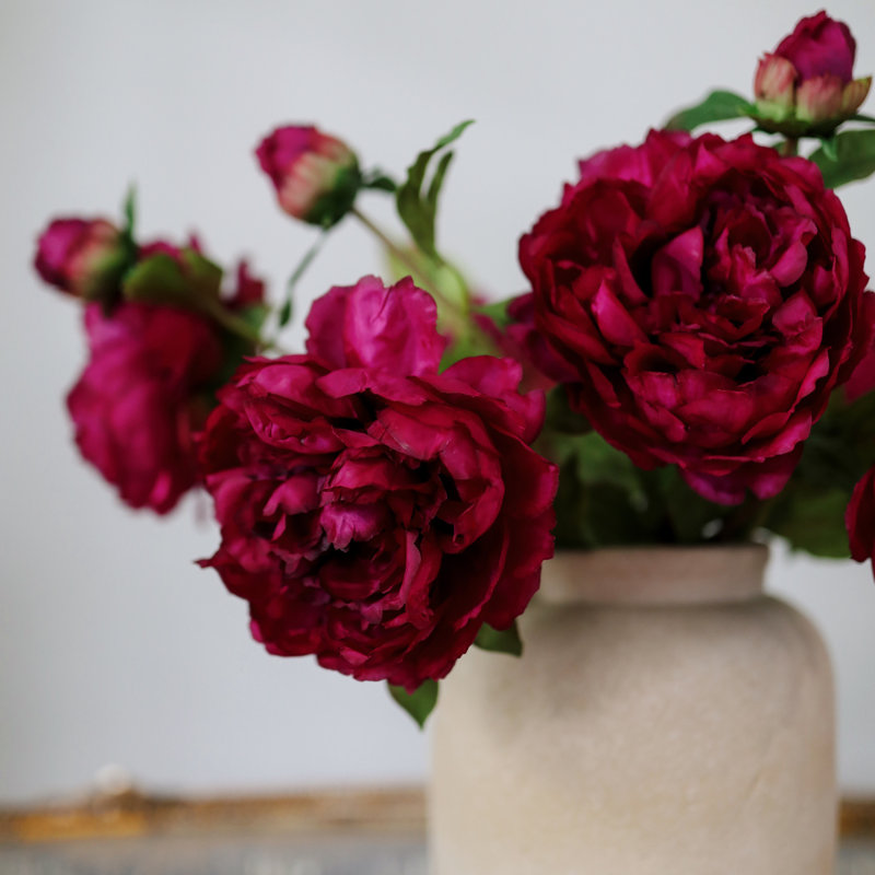 Peony Faux Floral, Pink, 21.5" H x 7" W