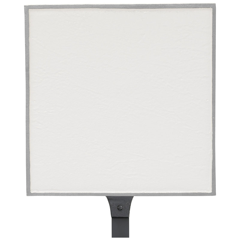 Classic Square Petite Address Sign Plaque with Lawn Stake, Yes, White/Silver