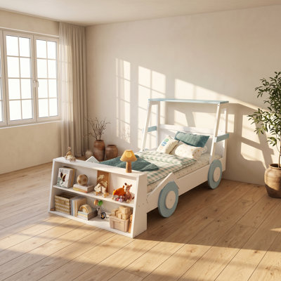 Lit plateforme simple en bois de pin massif avec panneau de rangement Speedway Collection l 40,6 po x P 85,6 po x H 42,5 po