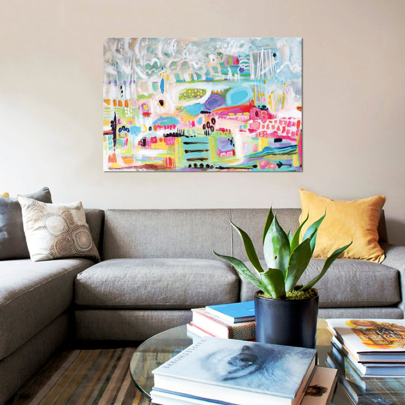 « abstract clouds », impression sur toile, H 18 po x l 26 po x p 1,5 po, Toile avec cadre noir, Pas de tapis