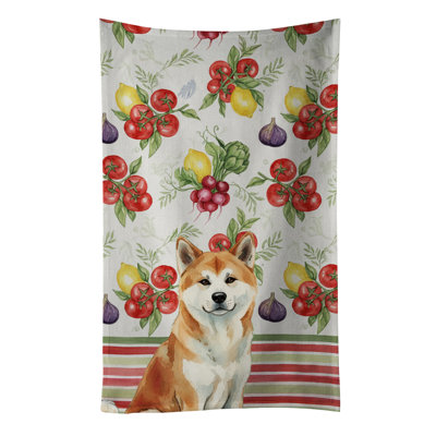 Red Akita Vegetables Kitchen Towel