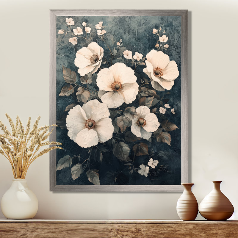 Bayne - impressions murales florales, Argent argent, H 20 po x l 12 po, Picture Framed