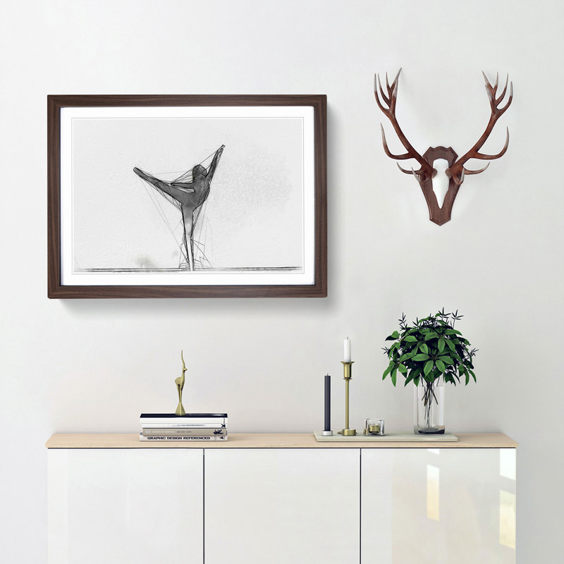 Ballet in the Morning in Abstract - Picture Frame Graphic Art Print, 27cm H x 36cm W x 2cm D, Walnut Framed