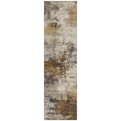 Machine Washable Indoor/Outdoor Xhevrie Brown Rug