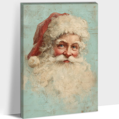 Large Santa Pictures Wall Decor - Vintage Christmas Prints Canvas Wall Art for Living Room, Nostalgic Santa Artwork Paintings for Home Wall Decor Frame Wrapped Canvas Print, 28×40 inches