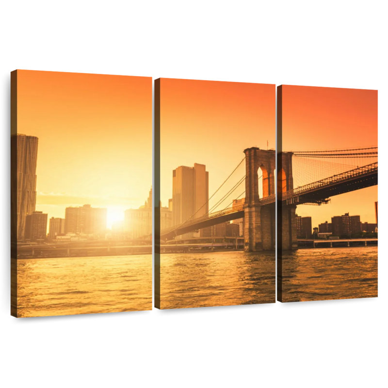 Lilie Sunset In Brooklyn Bridge, 36" H x 57" W