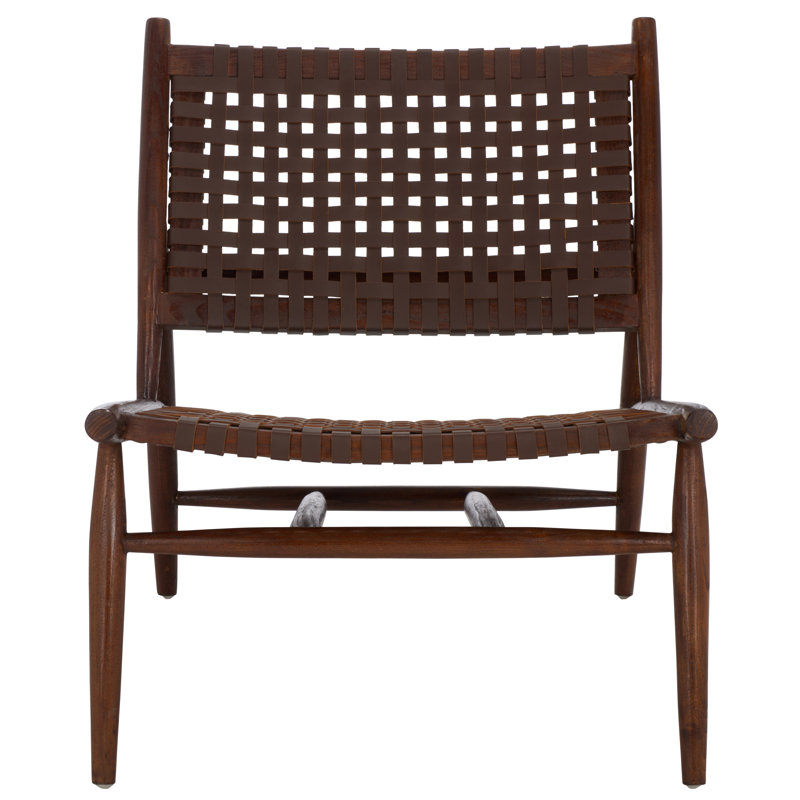 Laylon Upholstered Side Chair, Brown, Cognac Genuine Leather