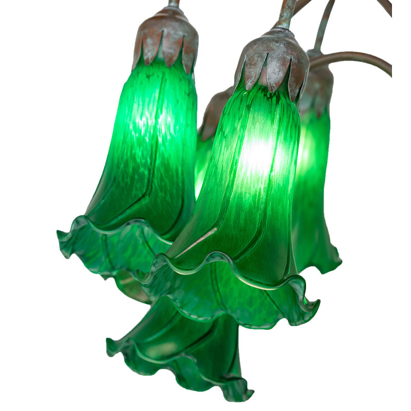 Meyda Tiffany & Stained Glass 61'' Mahogany Patina Tree Floor Lamp, Green
