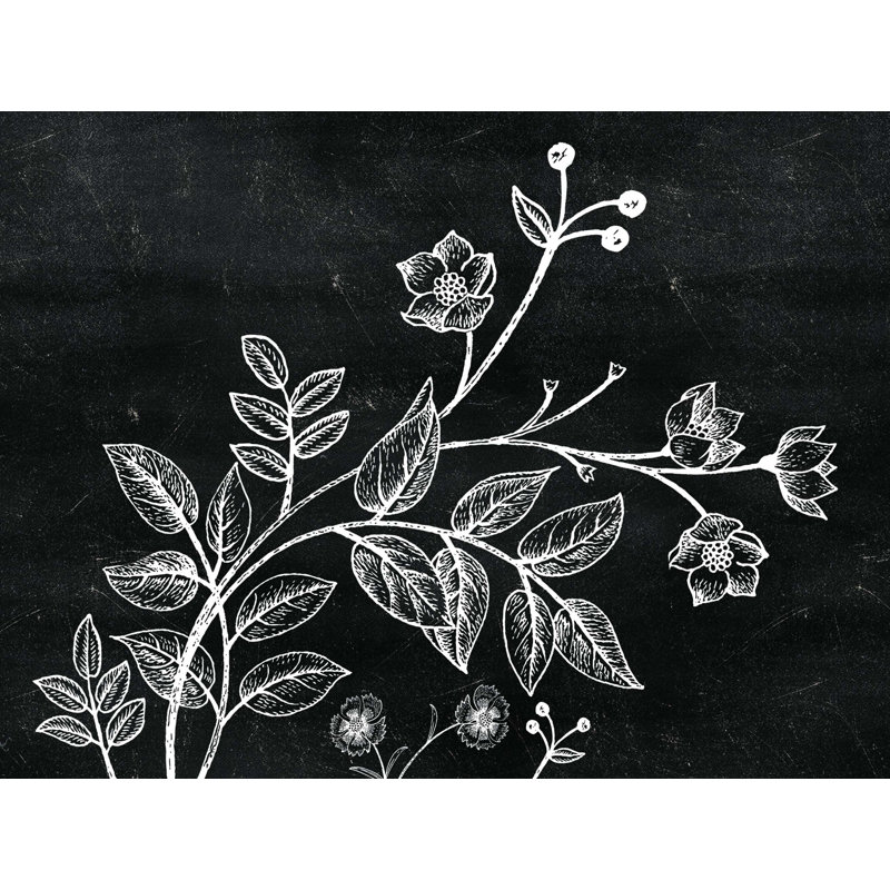 Fleurs blanches sur fond noir - reproduction sur toile tendue, H 30 po x l 40 po