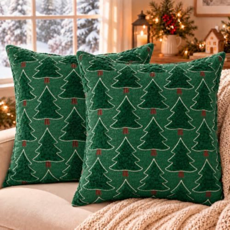 Geometric Pillow Cover, Vert, Carré 24 po