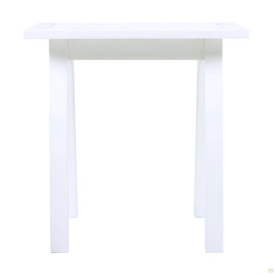 Acacia Wood Accent Side Table In White Pu, Weather-Resistant Rectangular End Table