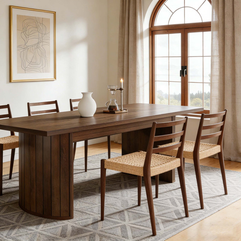 Farmhouse Kitchen Dining Table With Dual Base