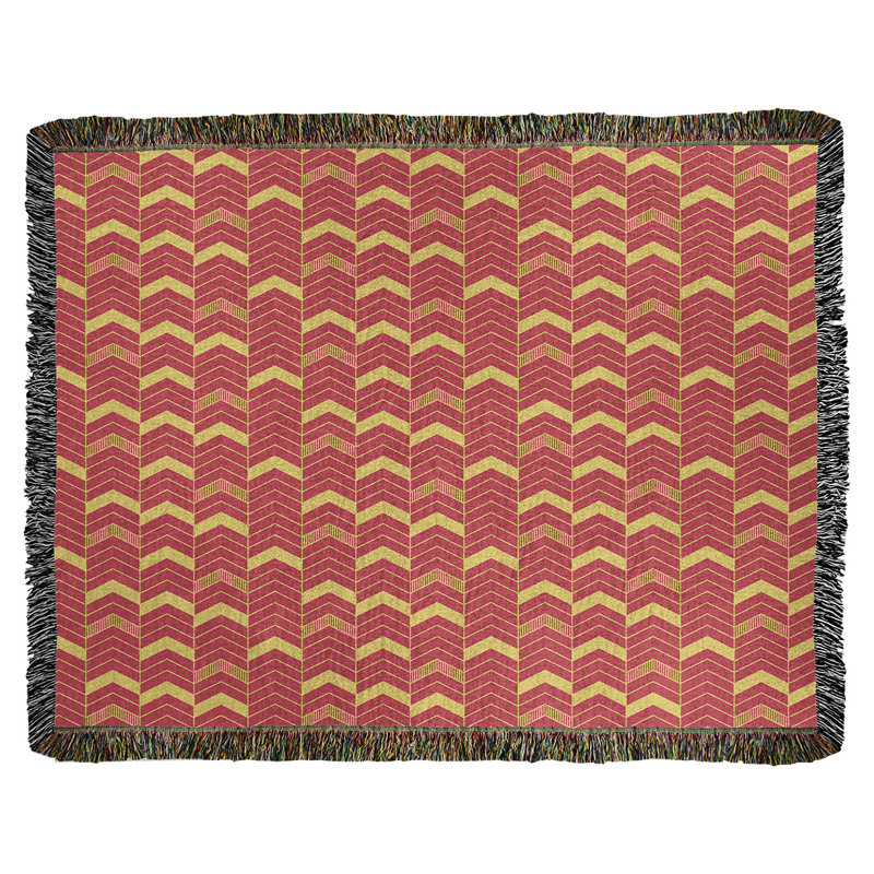 Couverture en coton tissé Rhonda, l 50 po x L 60 po, Rouge / Jaune