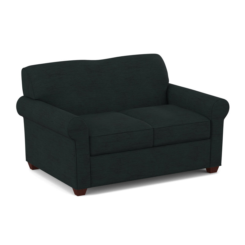 Finn 59" Rolled Arm Loveseat, Cardigan Coal, Empire Mahogany