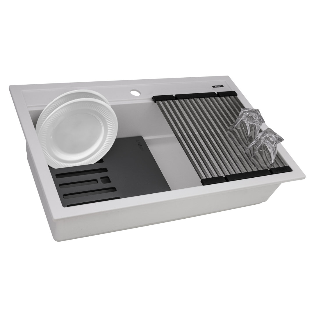 Ruvati 31-inch epiCube Granite Composite Workstation Drop-in Topmount Kitchen Sink Ruvati 